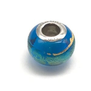 Bacio Italy 925 Sterling Silver Blue Murano Glass Charm
